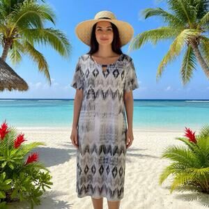 Jennifer Close Women's T-Shirt Dress Snake Print Casual Short Sleeve L Stretch